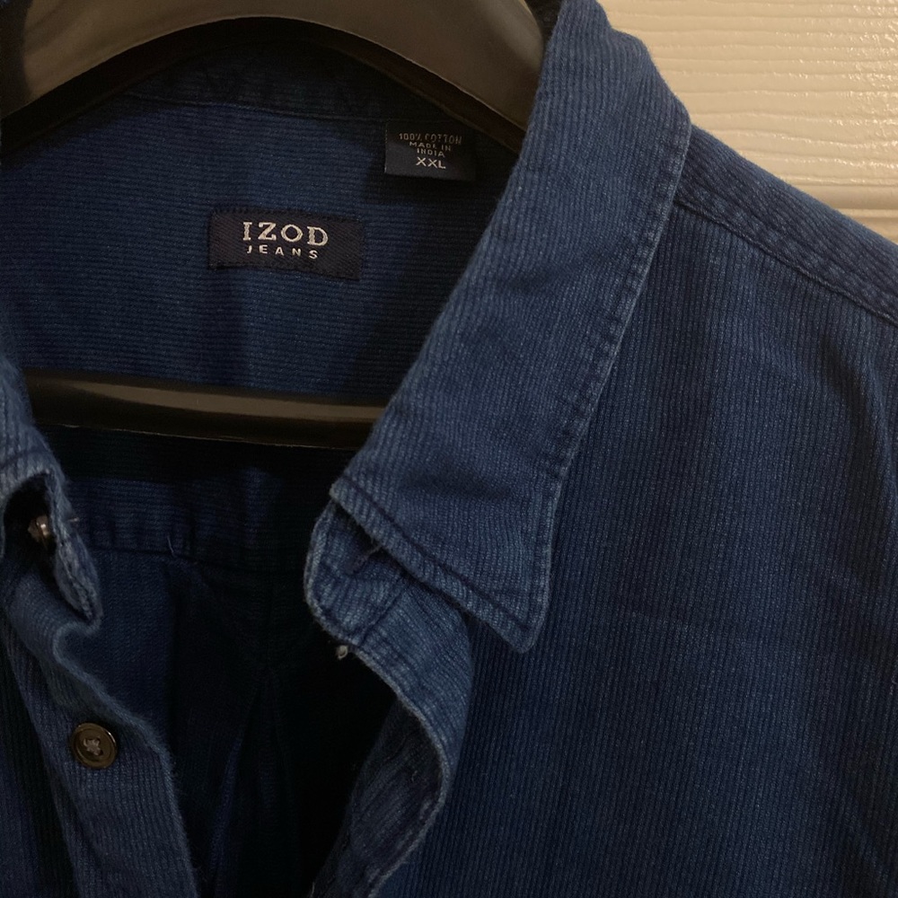 Vintage 90s IZOD Jeans Corduroy Button Up Navy Blue